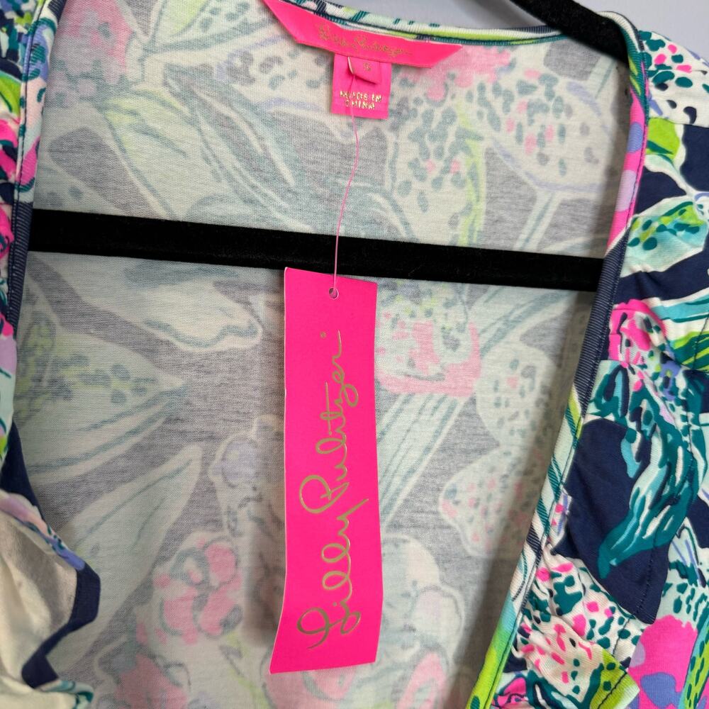 Lilly Pulitzer Jessalynne Wrap Romper Bright Navy Sway This Way Floral Small New - Picture 13 of 16